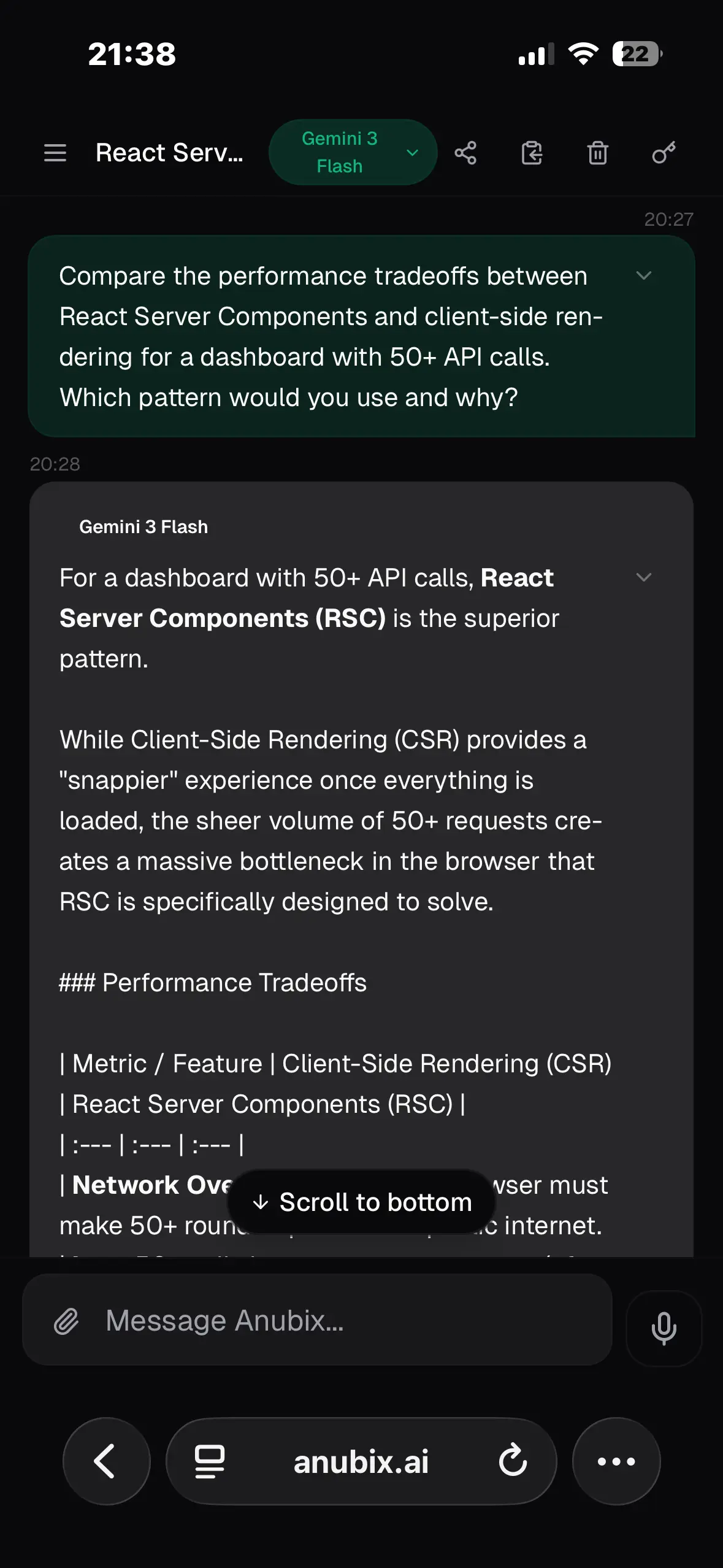 Anubix AI chat from a phone